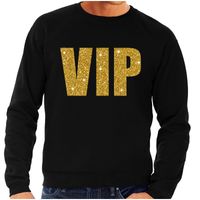 VIP tekst sweater / trui zwart met gouden glitter letters heren