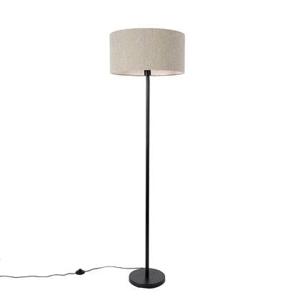 QAZQA Vloerlamp zwart met boucle kap taupe 50 cm - Simplo