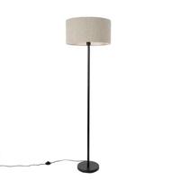 QAZQA Vloerlamp zwart met boucle kap taupe 50 cm - Simplo