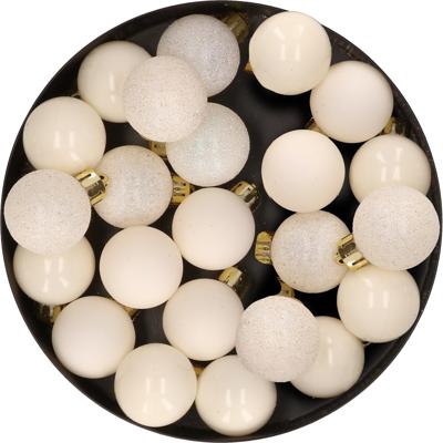 Decoris Mini kerstballen - 28x- wol wit - D3 cm - kunststof