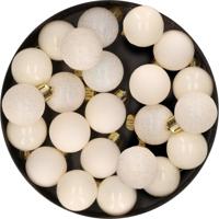 Decoris Mini kerstballen - 28x- wol wit - D3 cm - kunststof