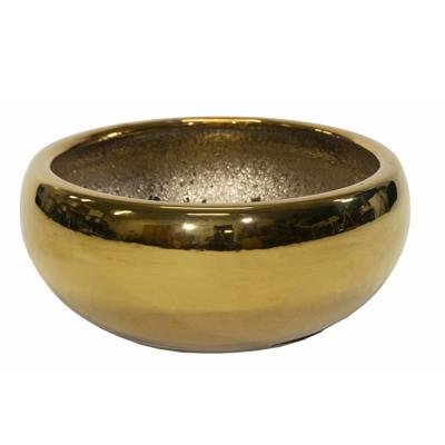 Mega Collections Bloempot/schaal Emperor laag - rond - goud - D33 x H17 cm - glans
