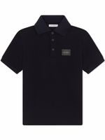 Dolce & Gabbana Kids polo en piqué à patch logo - Bleu