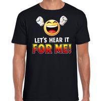 Funny emoticon t-shirt lets hear it for me zwart voor heren - thumbnail