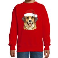 Kersttrui / sweater honden - kinderen - Golden Retriever - rood - kerstmuts - Kerstmis
