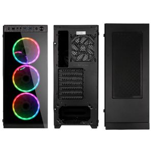 Kolink HORIZON Midi-tower PC-behuizing Zwart, RGB 4 voorgeïnstalleerde ventilators, Zijvenster, Stoffilter