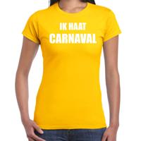 Ik haat carnaval verkleed t-shirt - geel - voor dames - foute party feestkleding - kostuum