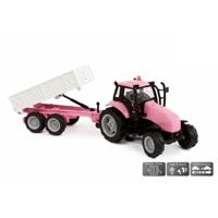 Kids Globe die-cast tactor met aanhanger - roze - thumbnail
