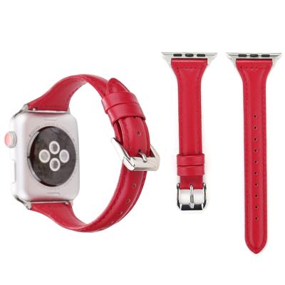 Eenvoudige manier lederen T Type horloge band voor Apple Watch serie 3 & 2 & 1 42mm(Red)