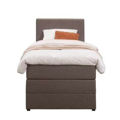 Boxspring met opbergruimte Liv geblokt - donkerbruin - 90x200 cm - Leen Bakker