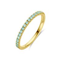 14K Geelgouden Ring met Aquamarijn Geboortesteen - Maart
