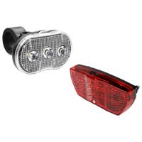 LED fietslamp set - rood / wit - waterbestendig - 3 functies - incl. batterijen