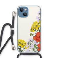 Wilde bloemen: iPhone 13 mini Transparant Hoesje met koord