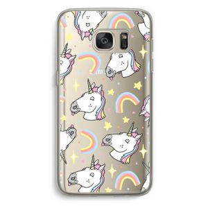 Rainbow Unicorn: Samsung Galaxy S7 Transparant Hoesje