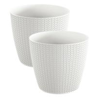 Plantenpot voor buiten - Set van 2x stuks - parel wit - kunststof - D22 x H19 cm - Stijlvol