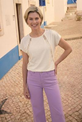 Lady Day Lillian L24.375.3115 T-shirt Korte Mouw Cream