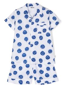 Molo pyjama en coton biologique à imprimé Smiley - Bleu