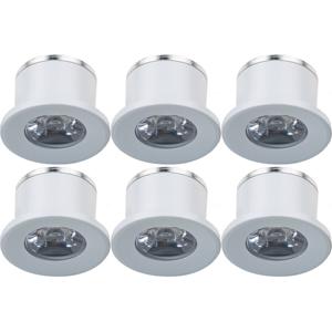 LED Veranda Spot Verlichting 6 Pack - Velvalux - 1W - Warm Wit 3000K - Inbouw - Rond - Mat Wit - Aluminium - Ø31mm