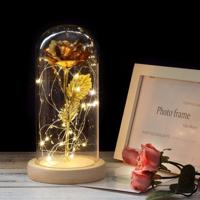 Simulatie rozen lichten glazen cover decoraties ambachten valentines dag geschenken (goud)