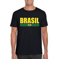 Zwart/ geel Brazilie supporter t-shirt voor heren - thumbnail