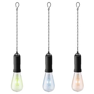 Set van 3x stuks blauwe, groene en oranje solar tuinverlichting hanglampen kunststof 20 cm