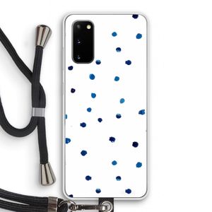 Blauwe stippen: Samsung Galaxy S20 Transparant Hoesje met koord