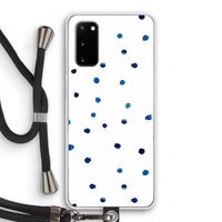 Blauwe stippen: Samsung Galaxy S20 Transparant Hoesje met koord