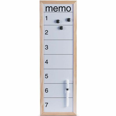 Magnetisch whiteboard/memobord met houten rand - 20 x 60 cm