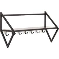 Overige Merken Housevitamin wandkapstok met 7 haken 71.5x21.7x36 cm zwart/metaal