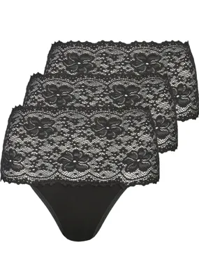 Nina von C 3- pack - dames taille slip kant - Biologisch katoen - Voordeelverpakking - Aanbieding