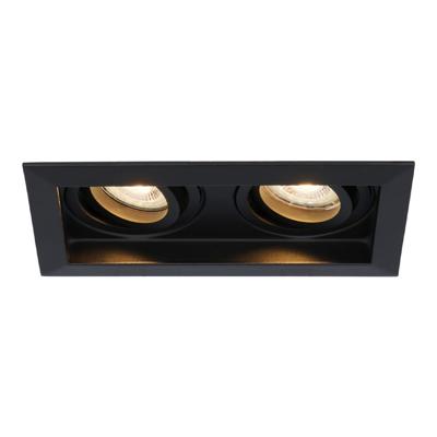 Durham Dubbel LED inbouwspot vierkant - 8 watt 690 lumen - 2700K Warm wit - GU10 - Dimbaar Kantelbaar - Voor binnen - Zwart