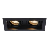 Durham Dubbel LED inbouwspot vierkant - 8 watt 690 lumen - 2700K Warm wit - GU10 - Dimbaar Kantelbaar - Voor binnen - Zwart
