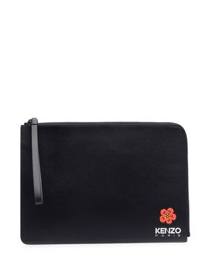 Kenzo pochette en cuir à logo imprimé - Noir