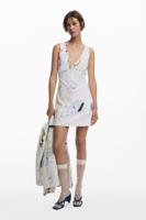 Pinafore jurk met strepen - WHITE - XL
