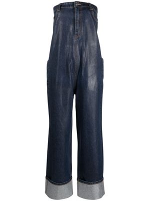 Alexander Wang combinaison en jean à design sans bretelles - Bleu