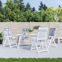 VidaXL Stoelkussens 4 st hoge rug ruitpatroon oxford stof grijs