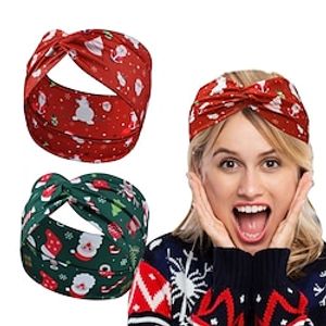 kerst kruis elastische melkzijde haarband met brede rand met europese en amerikaanse vakantie cadeau print hoofdband haaraccessoires Lightinthebox