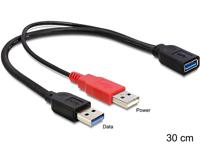 Delock USB-kabel USB 3.2 Gen1 (USB 3.0 / USB 3.1 Gen1) USB-A stekker, USB-A bus 0.30 m Zwart Vergulde steekcontacten, UL gecertificeerd 83176