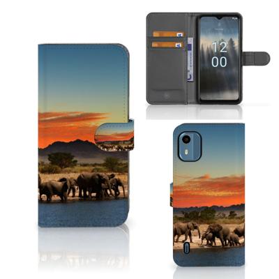 Nokia C12 | Telefoonhoesje | Met pasjeshouder | Olifanten