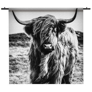 Wandkleed Schotse Hooglander 150x150 Zwart Garen