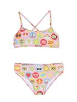 Moschino Kids bikini à logo imprimé - Rose - thumbnail