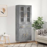 Hoge kast 69,5x34x180 cm bewerkt hout betongrijs