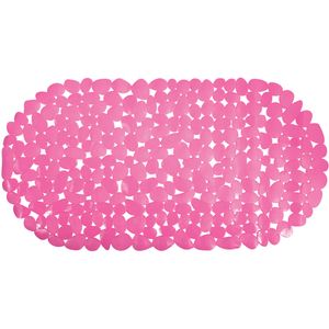 Douche/bad anti-slip mat badkamer - pvc - fuchsia roze - 39 x 99 cm - ovaal