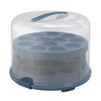 Rotho fresh taartdoos xl + cupcake-houders 35.5x34.5x26 cm horizon blauw/transparant