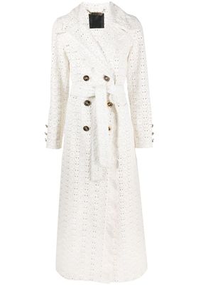 Philipp Plein trench Long Sangallo en cuir - Blanc