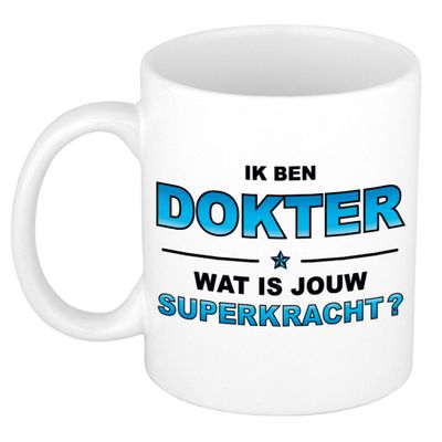 Ik ben dokter wat is jouw superkracht cadeau mok / beker wit