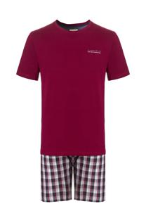 Phil & Co Phil & Co Heren Shortama Korte Pyjama Katoen Rood