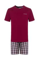 Phil & Co Phil & Co Heren Shortama Korte Pyjama Katoen Rood - thumbnail