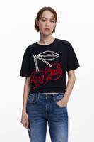 T-shirt met koord en kersen - BLACK - L