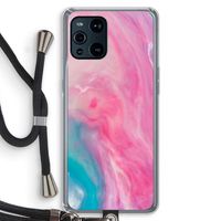 Roze explosie: Oppo Find X3 Transparant Hoesje met koord